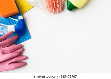 housework  housekeeping   household concept    cleaning stuff white background