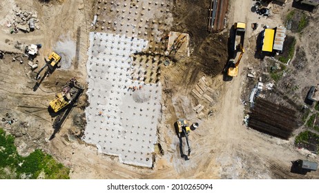 Housing Development Building Site And Road Infrastructure Aerial Photo