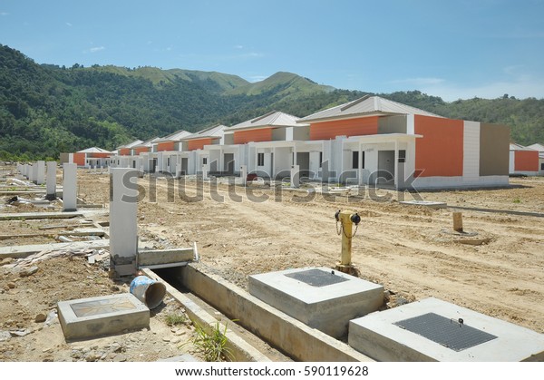 Housing Estate New Houses Under Construction Stock Photo Edit Now 590119628