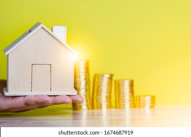 Housing Real Estate Investment Saving With Professional Loan Mortgage Service Company With Piggy Bank Wooden House For Money Cost To Build Home Credit Payment Installment On Low Interest Rates