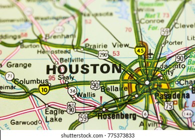 Houston City On The Map, USA
