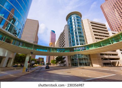 Houston Cityscape From Bell And Smith St In Texas US