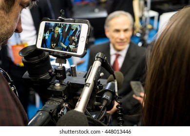 HOUSTON - FEBRUARY 25, 2016: Texas Governor Greg Abbott Speaks To The Media Before The Republican National Committee Debate.