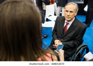 HOUSTON - FEBRUARY 25, 2016: Texas Governor Greg Abbott Speaks To The Media Before The Republican National Committee Debate.