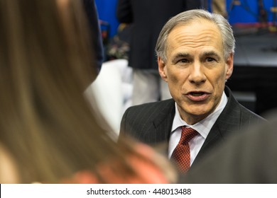 HOUSTON - FEBRUARY 25, 2016: Texas Governor Greg Abbott Speaks To The Media Before The Republican National Committee Debate.