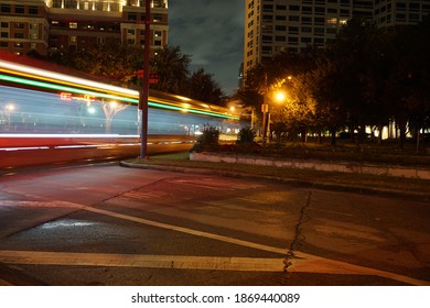 Houston Public Rail System At Night