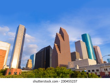 Houston Skyline North View In Texas US USA