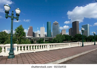 Houston Skyline As Seen From The Sabine Street Bridge