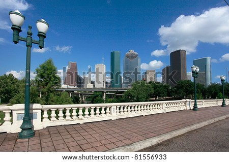 Houston skyline as seen from the Sabine Street Bridge