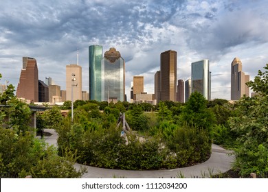 Houston Skylines Buffalo Bayou Park