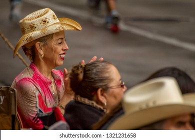 Houston, Texas - 2/23/2019: The Cowgirl At The Rodeo Parade