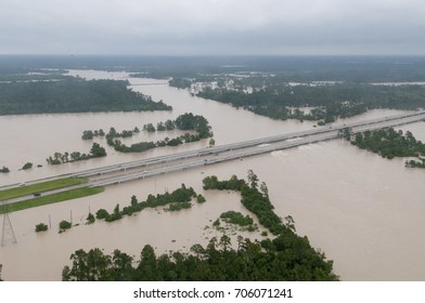 Houston, Texas - August 29, 2017: Aerial View Of Flooding Caused By Hurricane Harvey