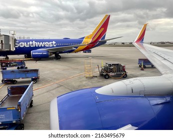 Houston, Texas - December 27 2021: Window View From A Boeing 737-800 Of Southwest Airlines At William P. Hobby Airport.