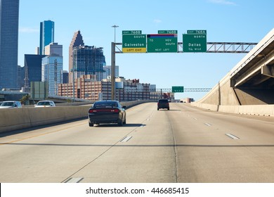 Houston Texas Downtown Road Sign In USA