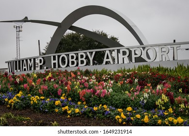 Houston, Texas - February 11, 2020: William P. Hobby Airport (HOU) Sign