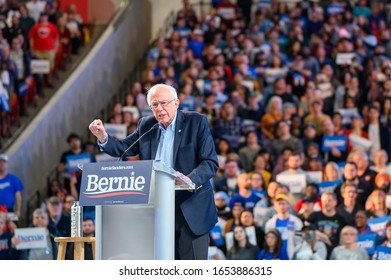 Houston, Texas - February 23, 2020: Democratic Presidential candidate Senator Bernie Sanders speaks to the crowd during his rally campaign ahead of the primary Super Tuesday election.