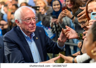 Houston, Texas - February 23, 2020: Democratic Presidential Candidate Senator Bernie Sanders Stops To Greet Supporters After His Rally Campaign Ahead Of The Primary Super Tuesday Election.