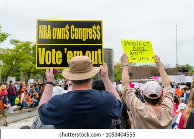 Houston, Texas - March 24, 2018: Texas Students And Families Protest For Gun Control In March For Our Lives Rally