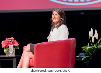 Houston, Texas - May 22, 2018: Nikki Haley, The U.S. Ambassador To The United Nations Speaks At University Of Houston