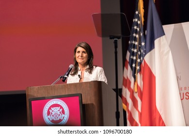 Houston, Texas - May 22, 2018: Nikki Haley, The U.S. Ambassador To The United Nations Speaks At University Of Houston