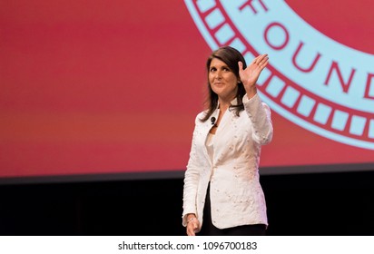 Houston, Texas - May 22, 2018: Nikki Haley, The U.S. Ambassador To The United Nations Speaks At University Of Houston