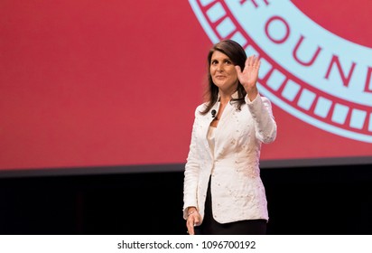 Houston, Texas - May 22, 2018: Nikki Haley, The U.S. Ambassador To The United Nations Speaks At University Of Houston