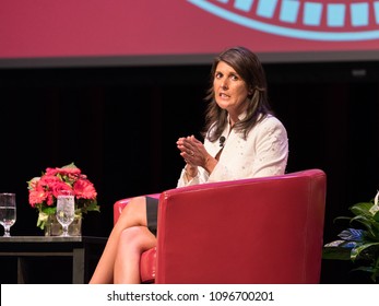 Houston, Texas - May 22, 2018: Nikki Haley, The U.S. Ambassador To The United Nations Speaks At University Of Houston