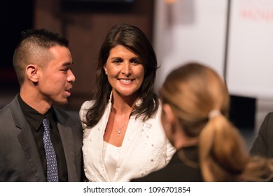 Houston, Texas - May 22, 2018: Nikki Haley, The U.S. Ambassador To The United Nations Speaks At University Of Houston