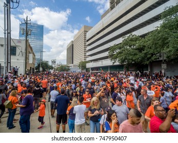 HOUSTON, TEXAS - NOV 3rd 2017 - World Series Champions Houston Astros Celebrate Their Win Over The LA Dodgers In A Homecoming Parade In Downtown Houston. 