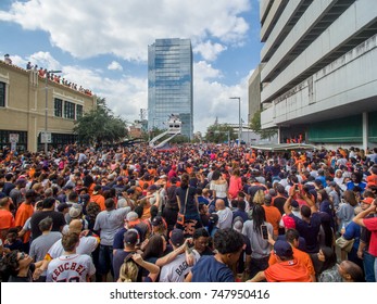 HOUSTON, TEXAS - NOV 3rd 2017 - World Series Champions Houston Astros Celebrate Their Win Over The LA Dodgers In A Homecoming Parade In Downtown Houston. 