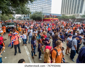 HOUSTON, TEXAS - NOV 3rd 2017 - World Series Champions Houston Astros Celebrate Their Win Over The LA Dodgers In A Homecoming Parade In Downtown Houston. 