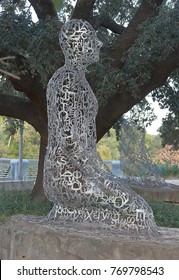 HOUSTON, TEXAS - NOVEMBER 25, 2017: Tolerance Sculpture By Jaume Plensa In Buffalo Bayou Park, Houston, Texas