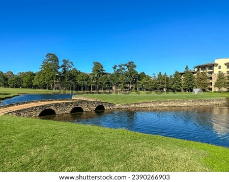 Houston, Texas - October 13, 2023: Golf course and resort views of the Woodlands resort in northern Houston
