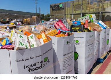 Houston, Texas - September 7, 2017: Local Charities And Food Pantries Provide Food, Medicine And Basic Supplies To Individuals And Families In Need During National Emergencies Or Government Shutdown 