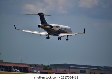 Houston, Texas United States - 2021: Private Jet Landing At William Hobby Airport