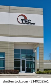 Houston, Texas USA 03-20-2022: TVC Office Building Exterior In Houston, TX. Tiger Valve Company Main Entrance In Vertical Format.
