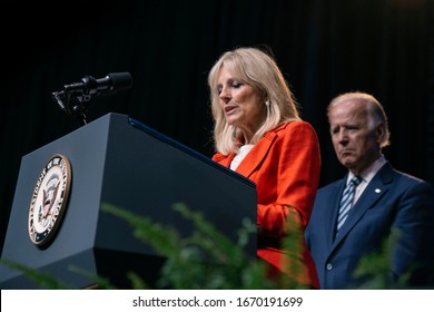 Houston, Texas / USA - 09/16/16: Jill And Joe Biden Deliver A Speech At Rice University's On His Initiative To Help Cure Cancer.