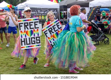 Houston, Texas, USA - 09/28/2019: Free Mom Hugs On The Woodlands Pride LGBTQ+