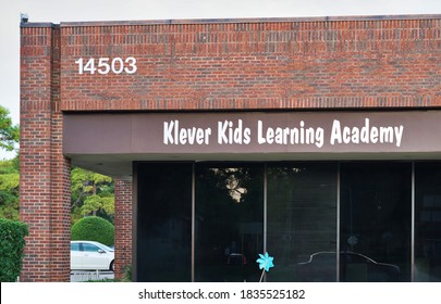 Houston, Texas USA 10-14-2020: Klever Kids Learning Academy Building Exterior In Houston, TX. Daycare Center For Small Children And Infants.