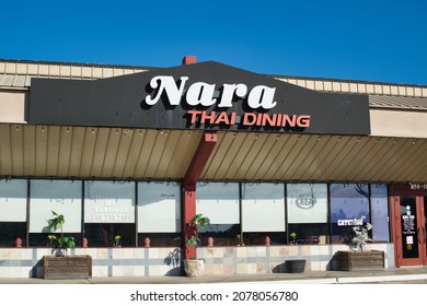 Houston, Texas USA 11-12-2021: Nara Thai Dining Restaurant Exterior In Houston, TX. Local Thai And Asian Eatery Chain.