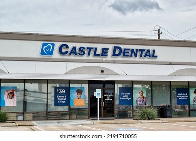 Houston, Texas USA 12-05-2021: Castle Dental Office Building Exterior In Houston, TX. Health And Wellness Local Business.