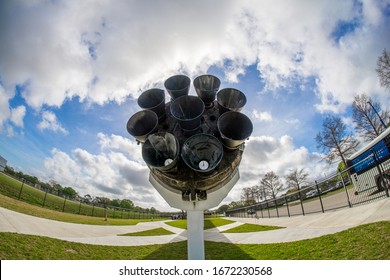 Houston, Texas, USA 
3-12-2020
SpaceX Falcon 9 Rocket First Stage.
On Display At Space Center Houston.
Used On Missions CRS 11 And 13.