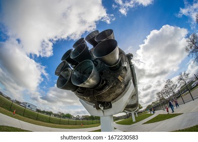 Houston, Texas, USA 
3-12-2020
SpaceX Falcon 9 Rocket First Stage.
On Display At Space Center Houston.
Used On Missions CRS 11 And 13.