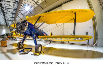 Houston, Texas  USA 7-29-2021 
Boeing-Stearman PT-17 Kaydet.World War II Aircraft.
On Display At Lone Star Flight Museum.