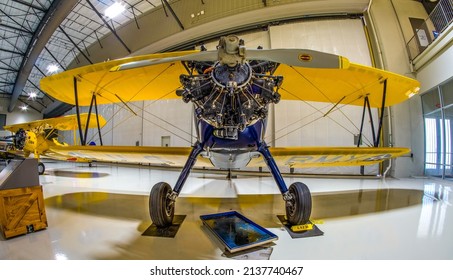 Houston, Texas  USA 7-29-2021 
Boeing-Stearman PT-17 Kaydet.World War II Aircraft.
On Display At Lone Star Flight Museum.