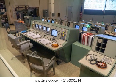 HOUSTON, TEXAS, USA- AUGUST 10, 2019-  Inside the Historic Christopher C. Kraft Jr. Mission Control Center at The Johnson Space Center in Houston Texas