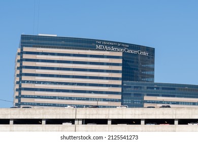 Houston, Texas, USA - February  15, 2022: The University Of Texas MD Anderson Cancer Center Building In Houston, Texas, USA. A Comprehensive Cancer Center.  