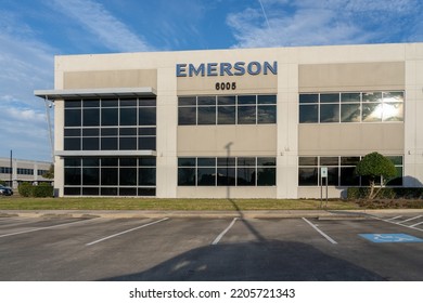 Houston, Texas, USA - March 2, 2022: Emerson Automation Solutions Office Building In Houston, Texas, USA. Emerson Is A Developer Of Advanced Engineering Technologies And Services. 
