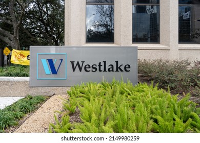 Houston, Texas, USA - March 4, 2022: Westlake’s sign at their  headquarters in Houston, Texas, USA. Westlake is a  manufacturer and supplier of petrochemicals, plastics and building products.