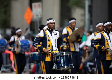 Houston, Texas, USA - November 22, 2018 The H-E-B Thanksgiving Day Parade, Members Of The Prairie View A&M University Marching Storm, Perform During The Parade